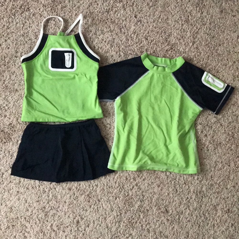 Girls Green Lands’ End Bathing Suit Set Size 5/6